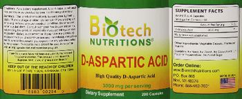 Biotech Nutritions D-Aspartic Acid 3000 mg - supplement