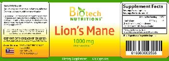 Biotech Nutritions Lion's Mane 1000 mg - supplement