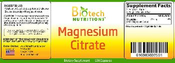 Biotech Nutritions Magnesium Citrate - supplement