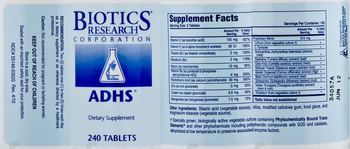 Biotics Research Corporation ADHS - supplement