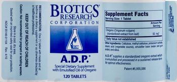 Biotics Research Corporation A.D.P. - special supplement with emulsified oil of oregano