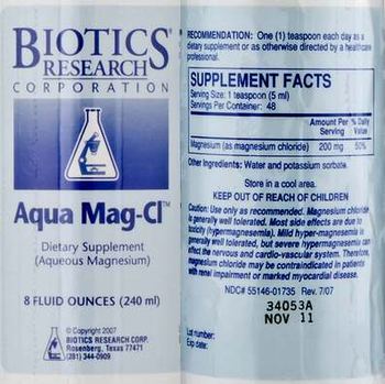 Biotics Research Corporation Aqua Mag-Cl - supplement
