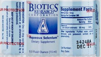 Biotics Research Corporation Aqueous Selenium - supplement