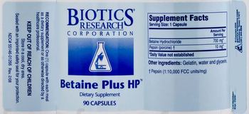 Biotics Research Corporation Betaine Plus HP - supplement