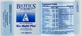 Biotics Research Corporation Bio-Multi Plus Iron & Copper Free - multivitamin and mineral supplement