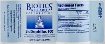 Biotics Research Corporation BioDophilus-FOS - supplement containing lactobacillus acidophilus dds1 bifidobacterium bifidum and frutooligosaccharid