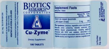 Biotics Research Corporation Cu-Zyme - supplement