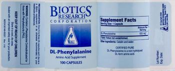 Biotics Research Corporation DL-Phenylalanine - amino acid supplement