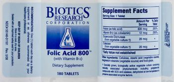 Biotics Research Corporation Folic Acid 800 - supplement