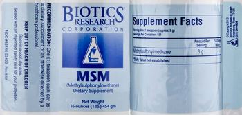 Biotics Research Corporation MSM - supplement
