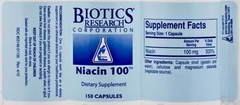 Biotics Research Corporation Niacin 100 - supplement