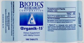 Biotics Research Corporation OOrganik-15 - supplement with methyl donors