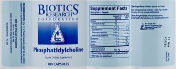 Biotics Research Corporation Phosphatidylcholine - special supplement