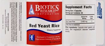 Biotics Research Corporation Red Yeast Rice - supplement