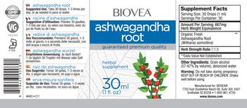 BIOVEA Ashwagandha Root - herbal supplement