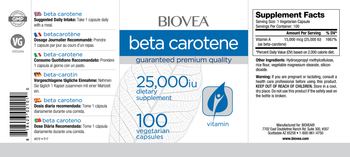BIOVEA Beta Carotene 25,000 IU - supplement