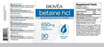 BIOVEA Betaine HCl 650 mg - supplement