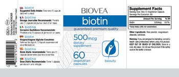 BIOVEA Biotin 500 mcg - supplement