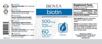 BIOVEA Biotin 500 mcg - supplement