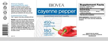 BIOVEA Cayenne Pepper 450 mg - supplement
