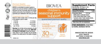 BIOVEA Children's Seasonal Immunity Support - herbal supplement