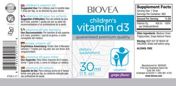 BIOVEA Children's Vitamin D3 Grape Flavor - supplement