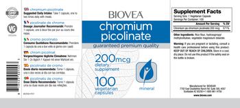 BIOVEA Chromium Picolinate 200 mcg - supplement