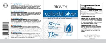 BIOVEA Colloidal Silver 30 ppm - supplement
