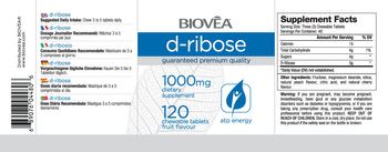 BIOVEA D-Ribose 1000 mg Fruit Flavour - supplement