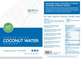 BIOVEA Freeze Dried Coconut Water Powder - supplement