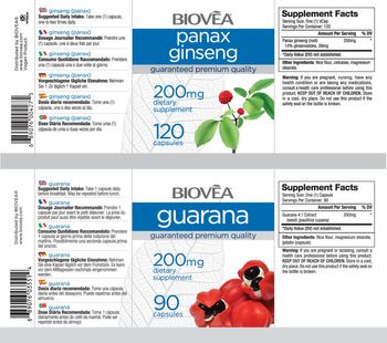 BIOVEA Guarana 200 mg - supplement