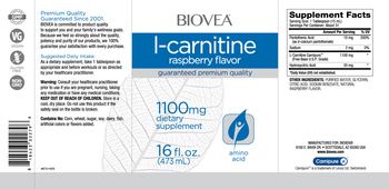 BIOVEA L-Carnitine 1100 mg Raspberry Flavor - supplement