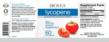 BIOVEA Lycopene 10 mg - supplement