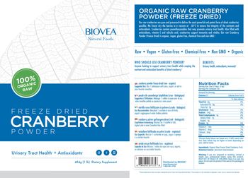 BIOVEA Natural Foods Freeze Dried Cranberry Powder - supplement