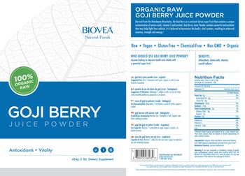 BIOVEA Natural Foods Goji Berry Juice Powder - supplement