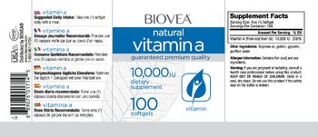 BIOVEA Natural Vitamin A 10,000 IU - supplement