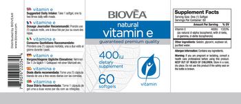 BIOVEA Natural Vitamin E 400 IU - supplement