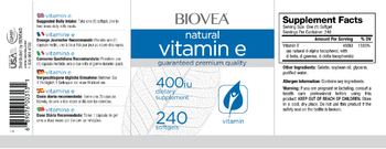 BIOVEA Natural Vitamin E 400 IU - supplement