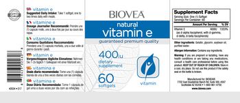 BIOVEA Natural Vitamin E 400 IU - supplement