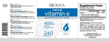 BIOVEA Natural Vitamin E 400 IU - supplement