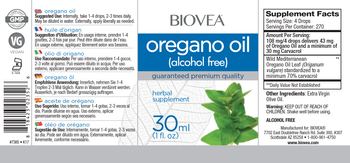 BIOVEA Oregano Oil (Alcohol Free) - herbal supplement