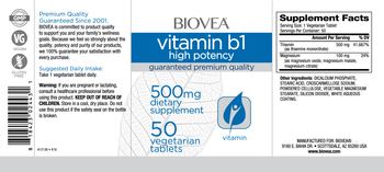 BIOVEA Vitamin B1 High Potency 500 mg - supplement