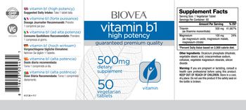 BIOVEA Vitamin B1 High Potency 500 mg - supplement