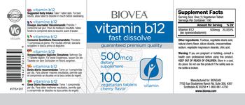 BIOVEA Vitamin B12 500 mcg Cherry Flavor - supplement