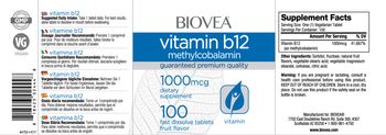 BIOVEA Vitamin B12 Methylcobalamin 1000 mcg Fruit Flavor - supplement