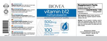 BIOVEA Vitamin B12 Methylcobalamin 500 mcg Cherry Flavor - supplement