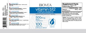 BIOVEA Vitamin B12 Methylcobalamin 500 mcg - supplement
