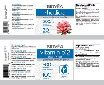 BIOVEA Vitamin B12 Sublingual 500 mcg Cherry Flavor - supplement