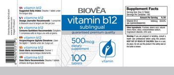 BIOVEA Vitamin B12 Sublingual 500 mcg Cherry Flavor - supplement