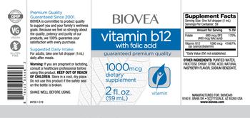 BIOVEA Vitamin B12 with Folic Acid 1000 mcg - supplement